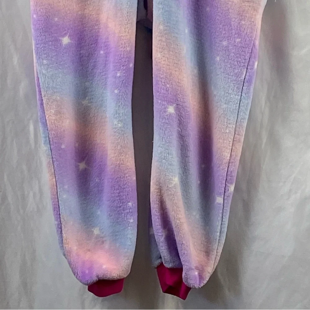 Girl Colorful Unicorn Starry Hooded Onesie Size Medium 7-8